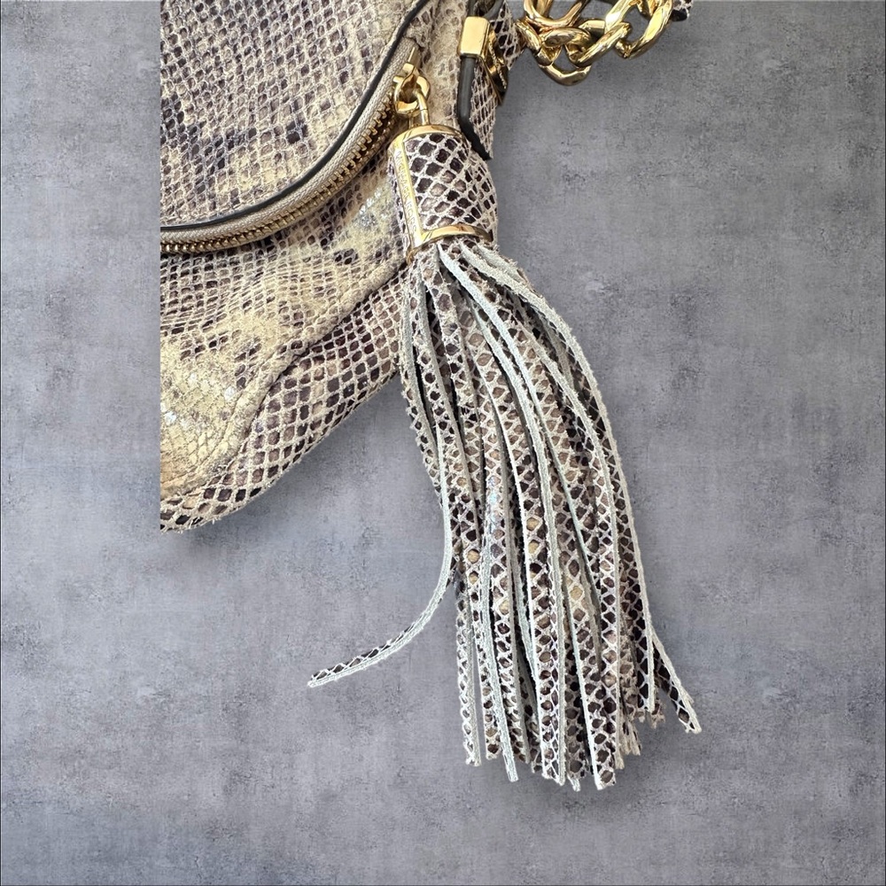 Michael Kors Grey Python Embossed Leather Shoulde… - image 5